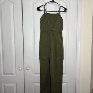 Olive Green Cargo Jumpsuit